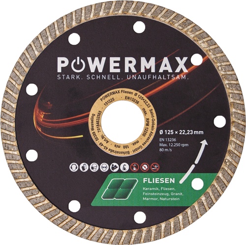 POWERMAX Diamanttrennscheibe PowerMax Keramik D.125mm Bohr.22.23mm Seg.-B.2,0mm