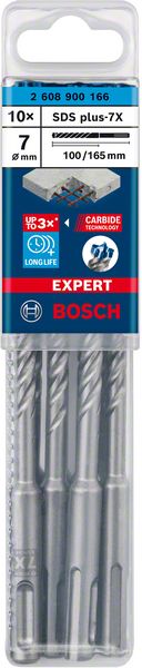 BOSCH EXPERT SDS plus-7X Hammerbohrer, 7 x 100 x 165 mm, 10-tlg.. Für Bohrhämmer