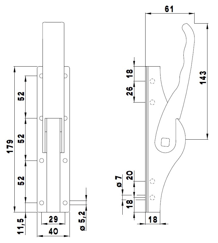 DENI Tortreibriegel Plano 2.0 4013, Stahl