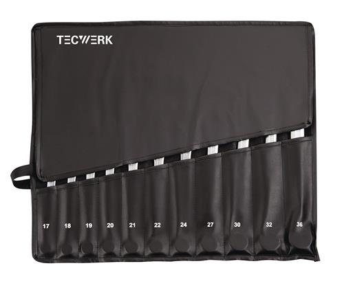 Ringmaulschlüssel-Satz Form A CV-Stahl in Rolltasche TECWERK