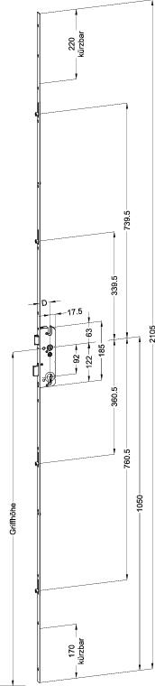 WINKHAUS Mehrfachverriegelung STV F1660 R4, 10/92, umstellbare Falle, Stahl WINKHAUS Mehrfachverriegelung STV F1660 R4, 10/92, umstellbare Falle, Stahl