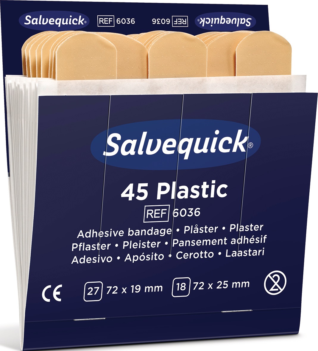 SALVEQUICK Pflasterstrips Salvequick wasserfest 6 Nachfüllpack je 45 St.SALVEQUICK