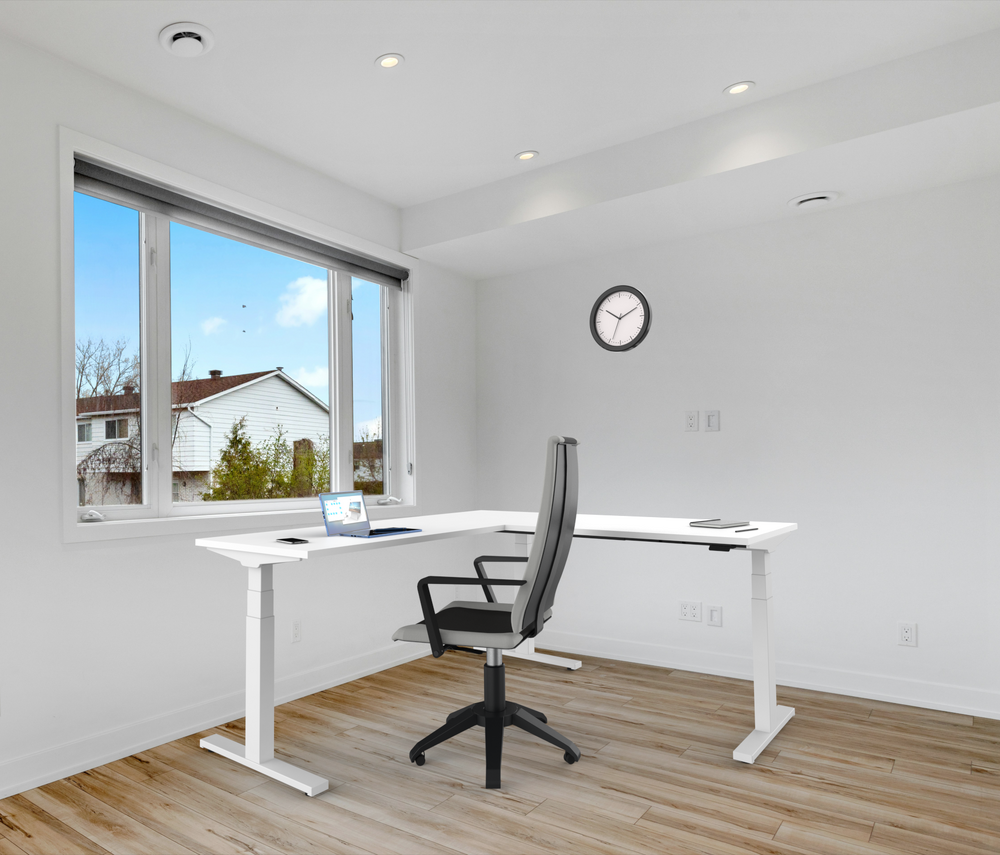 Veyhl Tischgestell Evotec 3D eckig, 3-Bein mit Display/Memory, 650 mm Hub, RAL 9016 verkehrsweiß