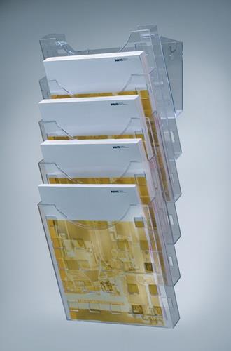 Nordwest Wandprospekthalter 5 Fächer DIN A4 Ku.grautransparent B240xTxH574mm HELIT