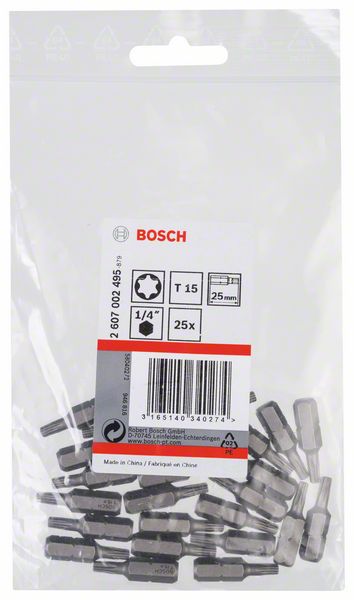 BOSCH Schrauberbit Extra-Hart T15, 25 mm, 25er-Pack