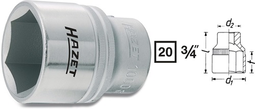 HAZET Steckschlüsseleinsatz 1000 3/4 Zoll 6-kant SW 36mm L.61,5mm HAZET HAZET Steckschlüsseleinsatz 1000 3/4 Zoll 6-kant SW 36mm L.61,5mm HAZET