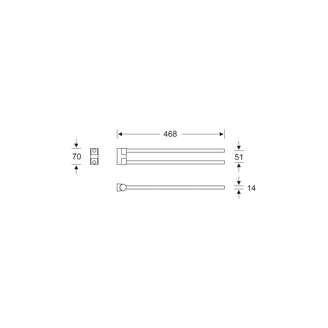 KWS Handtuchhalter A100, schwenkbar zweifach Austerngrau