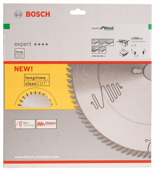 BOSCH Kreissägeblatt Expert for Wood, 250 x 30 x 3,2 mm, 22