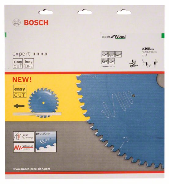 BOSCH Kreissägeblatt Expert for Wood, 305 x 30 x 2,4 mm, 72