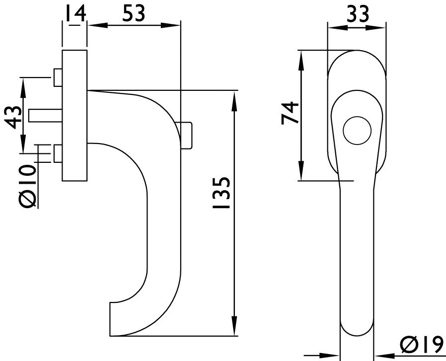 HERMAT Fenstergriff BASIC 01 1801, Edelstahl