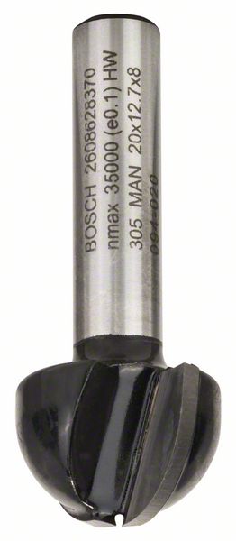 BOSCH Hohlkehlfräser, 8 mm, R1 10 mm, D 20 mm, L 12,4 mm, G 46 mm