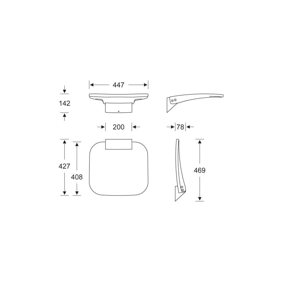 KWS Duschklappsitz A100 447x408mm graphitgrau / aluminiumgrau
