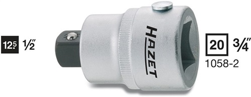 HAZET Reduzierstück 1058-2 Antriebs-4-KT.3/4 Zoll Abtriebs-4-KT.1/2 Zoll L.55mm HAZET
