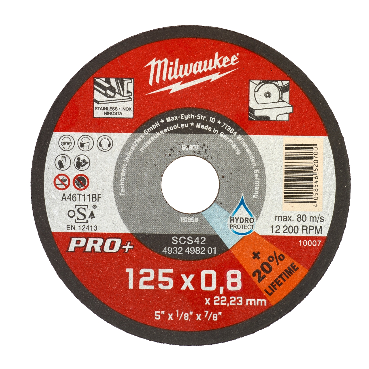 MILWAUKEE SCS42 0,8 mm Metalltrennscheibe PRO+ INOX 125 mm