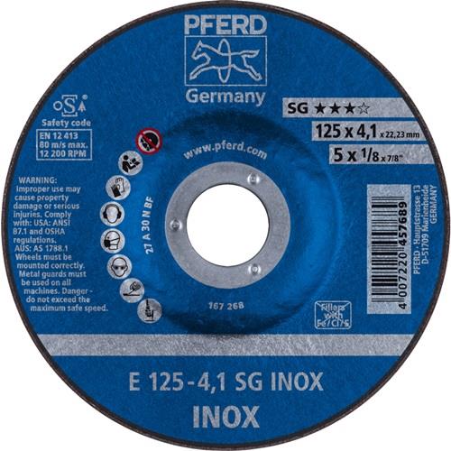 PFERD Schruppscheibe SG INOX D125xS4,1mm gekr.INOX Bohr.22,23mm PFERD