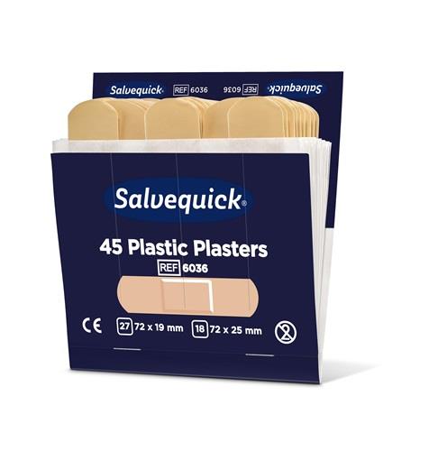 SALVEQUICK Pflasterstrips Salvequick wasserfest 6 Nachfüllpack je 45 St.SALVEQUICK