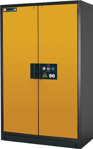 ASECOS Sicherh.-Schrank Typ 90 H1953xB1193xT615mm grau/gelb,RAL 1004 Vollblechtüren