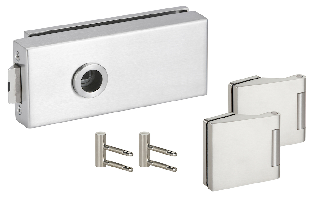 HERMAT Ganzglastürschloss-Set BASIC SQUARE 6771L/6325.P/HZ, Edelstahl