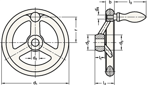 GANTER Handrad GN 950 b 17mm d1 140mm d2 14mm GANTER