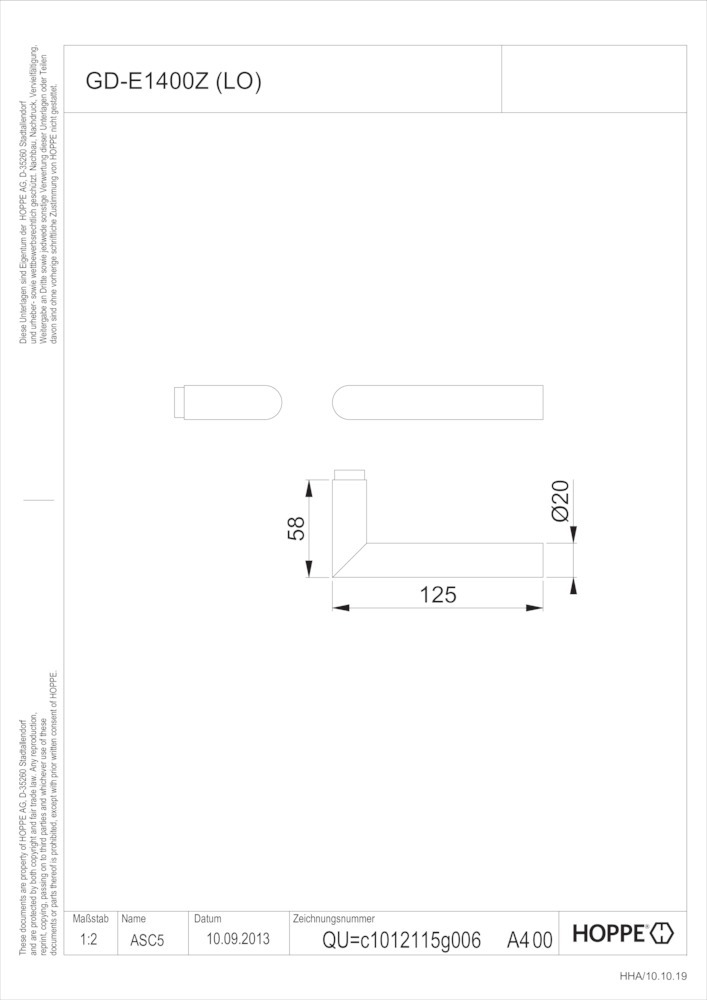 HOPPE® Drückerpaar Amsterdam GD-E1400Z, Edelstahl, 3449022 HOPPE® Drückerpaar Amsterdam GD-E1400Z, Edelstahl, 3449022