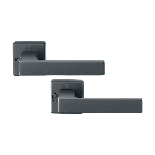 HOPPE® Austin Drückergarnitur, schwarz matt, MiniLock, verriegelbare Griffrosette, ohne Schlüsselrosette, rechts