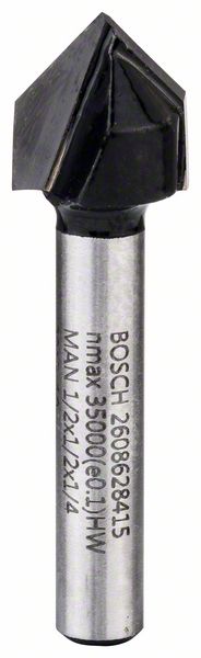 BOSCH V-Nutfräser 1/4", D1 12,7 mm, L 12,7 mm, G 45 mm, 90°