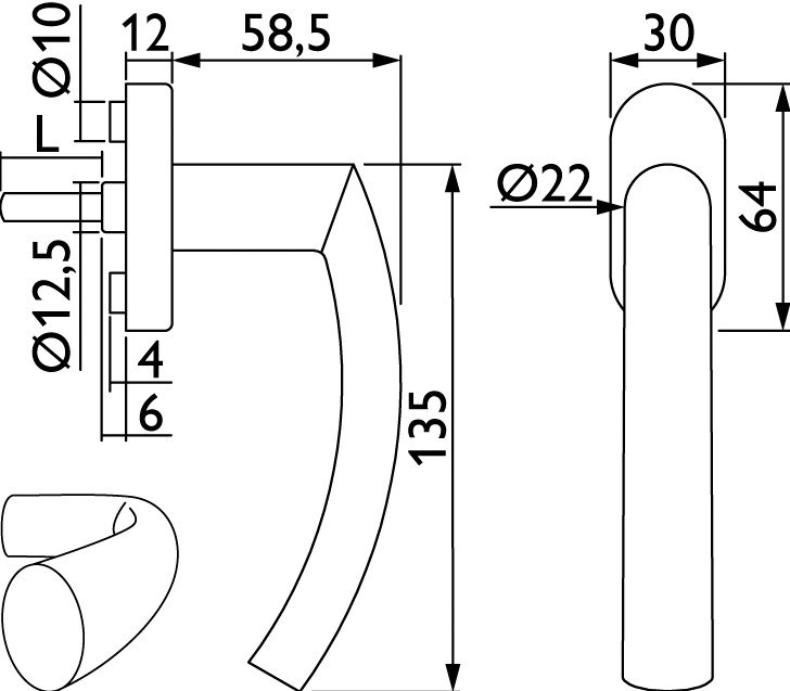 HERMAT Fenstergriff One 1807/DK.SO, Edelstahl