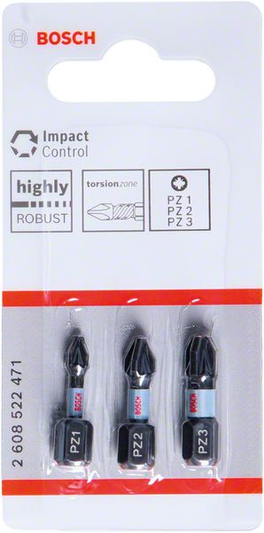 BOSCH Impact Control PZ Insert Bits, 3 Stk.