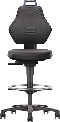 TECWERK Arbeitsdrehstuhl Rl.+Fußring Supertec schwarz Grifffarbe blau 580-860mm TECWERK