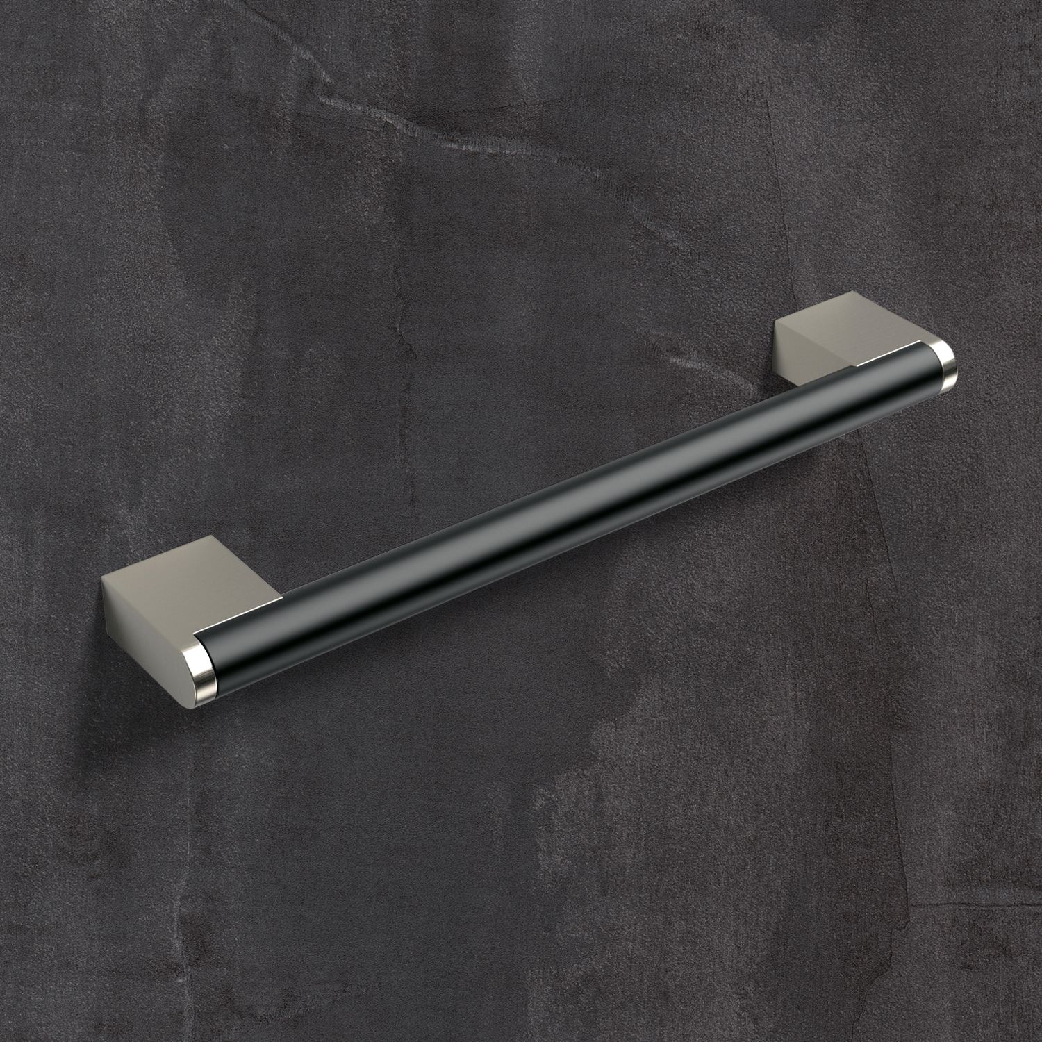 HETTICH Griff Brema, •–• 288, L 300 mm, B 14 mm, H 35 mm, Schwarz matt / Edelstahl Optik gebürstet, 9264080 HETTICH Griff Brema, •–• 288, L 300 mm, B 14 mm, H 35 mm, Schwarz matt / Edelstahl Optik gebürstet, 9264080