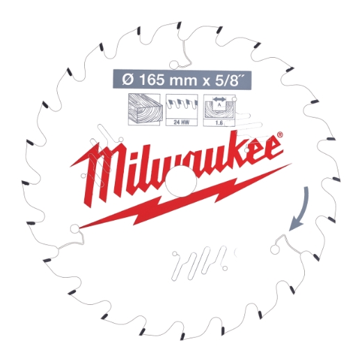MILWAUKEE 165/15,87 mm Z24 Wechselzahn Kreissägeblatt Holz für Akku-Handkreissägen