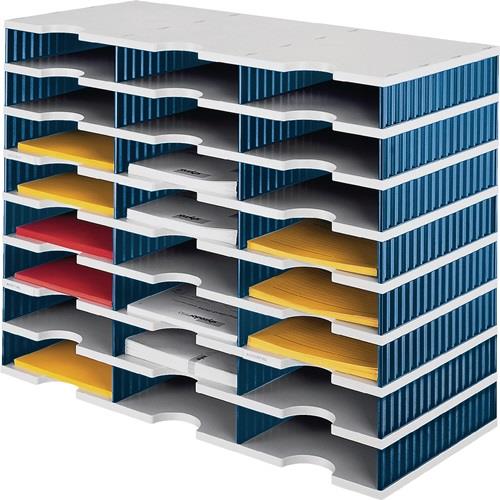 Nordwest Sortierablage Trio 24 Fächer H573xB723xT331mm Polystyrol grau/blau STYRO