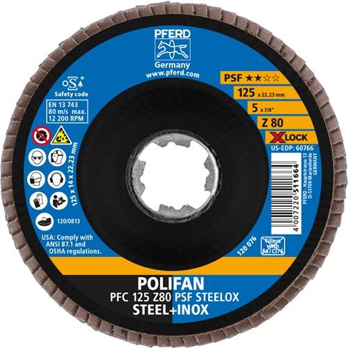 PFERD Fächerscheibe X-LOCK PSF Z STEELOX D.125mm K.80 kon.INOX ZK Z PFERD