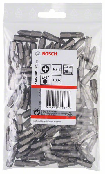 BOSCH Schrauberbit Extra-Hart PZ 2, 25 mm, 100er-Pack