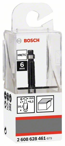 BOSCH Bündigfräser 6 mm, D1 6,35 mm, L 16,1 mm, G 54 mm