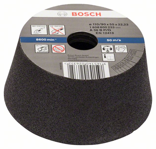 BOSCH Schleiftopf, konisch-Metall/Guss 90 mm, 110 mm, 55 mm, 36