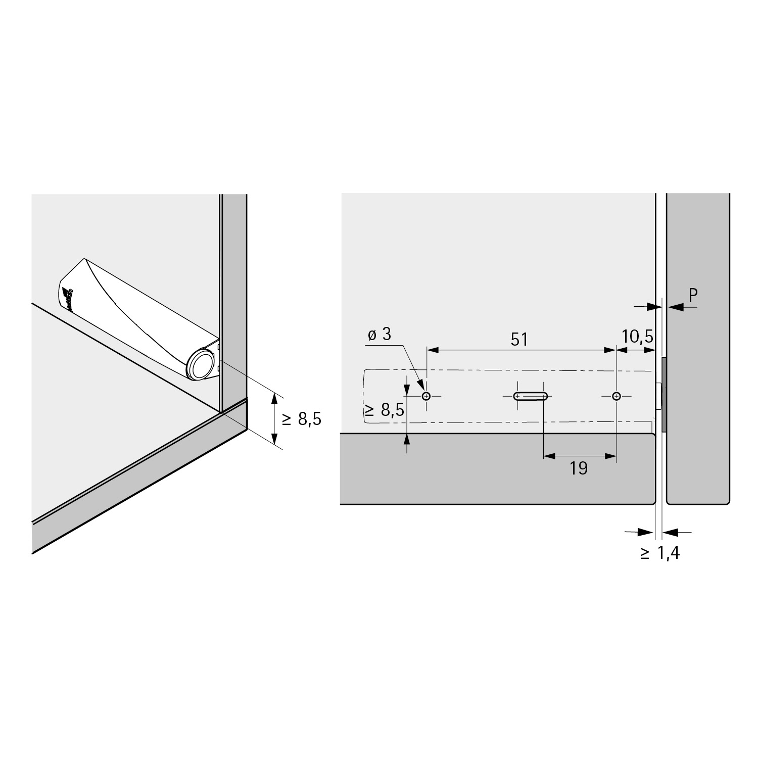 HETTICH Pin, zum Anschrauben, Langhub, weiß, 9375901