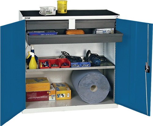 STUMPF Werkzeug-/Beistellschrank H1000xB1000xT500mm 3Schubl.,1BD lichtgrau
