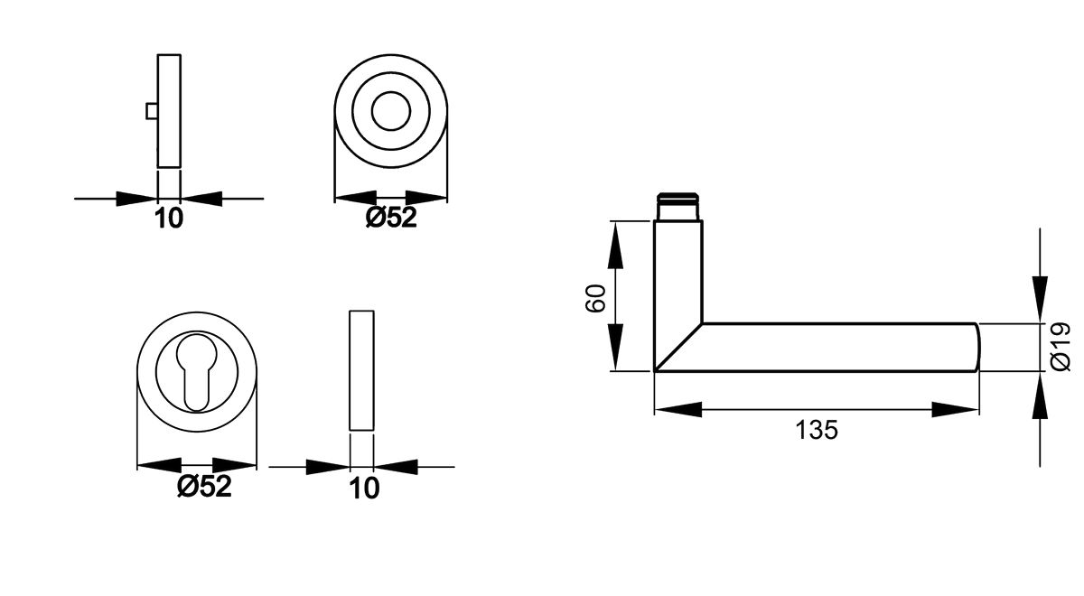 KARCHER DESIGN Drückergarnitur ER30 PZ0 71 - Korsika, Profilzylinder, Edelstahl