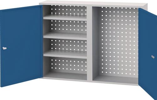 BEDRUNKA+HIRTH Hängeschrank H750xB1000xT200mm Vollblechtüren lichtgrau/signalblau