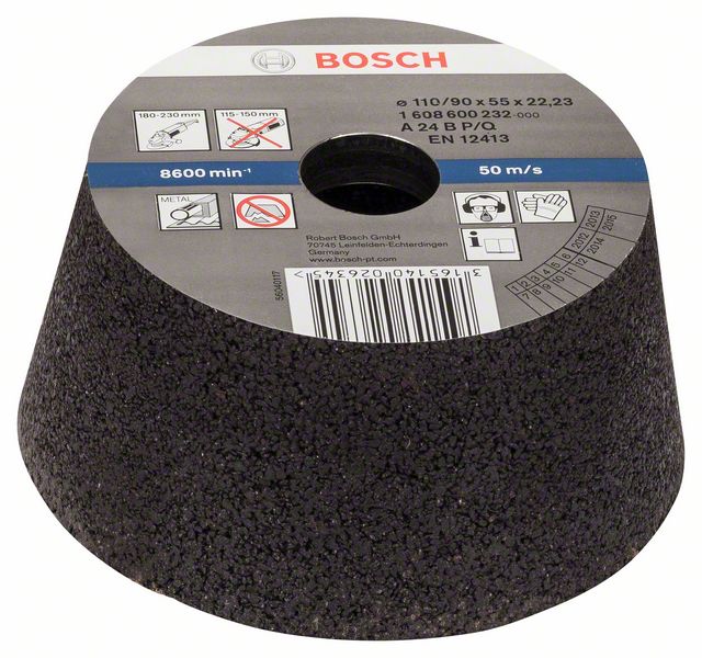 BOSCH Schleiftopf, konisch-Metall/Guss 90 mm, 110 mm, 55 mm, 24