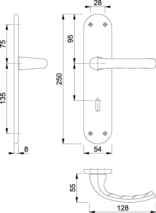 HOPPE® Drückergarnitur mit Langschild Tôkyô 1710/3334, Aluminium, 11539008