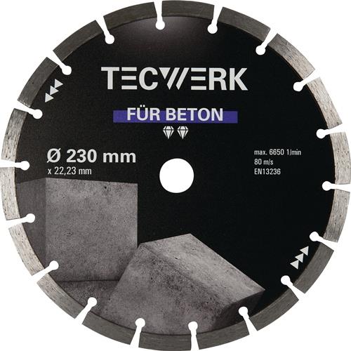 TECWERK Diamanttrennscheibe BETON D.230mm Bohr.22,23mm Seg.-B.38,5mm