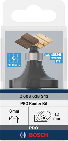 BOSCH Abrundfräser Standard for Wood, 8 mm, R1 12 mm, L 19 mm, G 60 mm