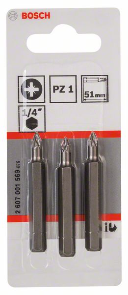 BOSCH Schrauberbit Extra-Hart PZ 1, 51 mm, 3er-Pack
