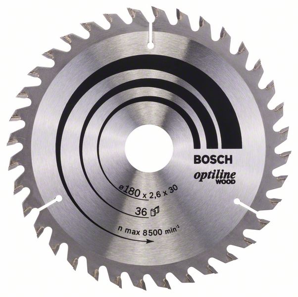 BOSCH Kreissägeblatt Optiline Wood für Handkreissägen, 180 x 30/20 x 2,6 mm, 36