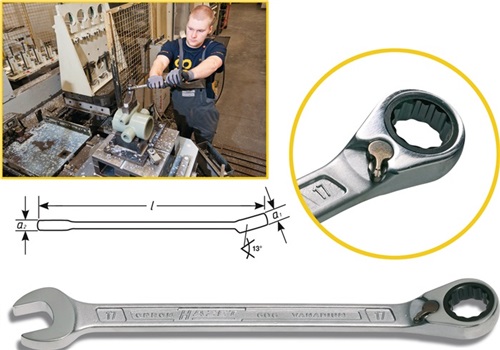 HAZET Maulringratschenschlüssel 606 SW 9mm L.143mm umschaltbar,Rings.15Grad HAZET