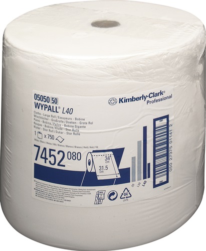 WYPALL Wischtuch WYPALL L40 7452 L315xB310ca.mm weiß 1-lagig 750 Tü./Rl.WYPALL