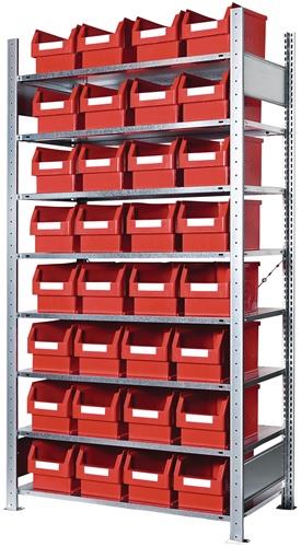 KAPPES Steckregal H2000xB1000xT400mm Grundregal 8 Stahl-Bd.32xGr.3 rot KAPPES