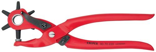 KNIPEX Revolverlochzange Gesamt-L.220mm Öffnungsf.2/2,5/3/3,5/4 u.5mm rot pulv.KNIPEX